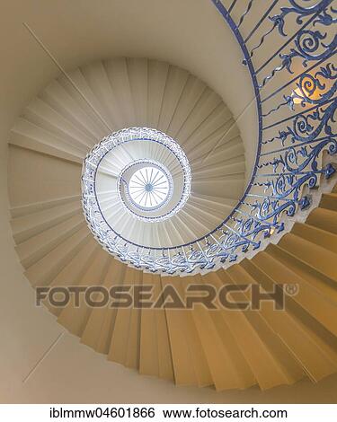 Spiral staircase, Tulip staircase, The Queens House, Greenwich, London, England, Great Britain View Large Photo Image Stock Photograph - Spiral staircase, Tulip staircase, The Queens House, Greenwich, London, England, Great Britain. Fotosearch