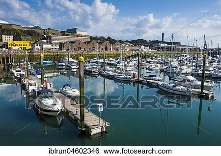 Stock Photograph - Sport boat harbour, St. Helier, Jersey, Channel Islands, United Kingdom, Europe. Fotosearch