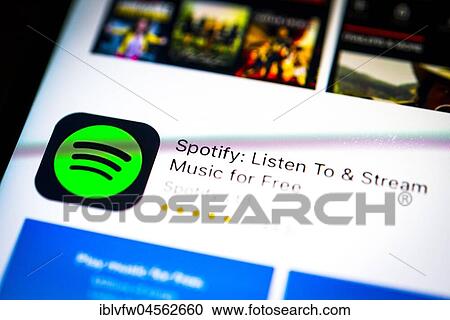 Spotifiy app in the Apple App Store, music streaming service, app icon, display on a screen of a mobile phone, iPhone, iOS, smartphone, macro recording, detail, full size View Large Photo Image Stock Image - Spotifiy app in the Apple App Store, music streaming service, app icon, display on a screen of a mobile phone, iPhone, iOS, smartphone, macro recording, detail, full size. Fotosearch
