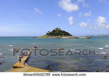 Stock Photo - St Michael's Mount, seen from Marazion, Cornwall, England, United Kingdom, Europe. Fotosearch