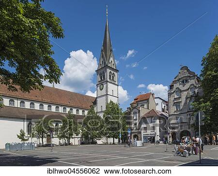 Stock Image - St. Stephans Square with St. Stephen's Church, Constance, Baden-Württemberg, Germany, Europe. Fotosearch