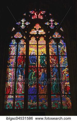 Stained window, St. Vitus Cathedral, Prague Castle, Prague, Bohemia, Czech Republic, Europe View Large Photo Image Stock Photograph - Stained window, St. Vitus Cathedral, Prague Castle, Prague, Bohemia, Czech Republic, Europe. Fotosearch
