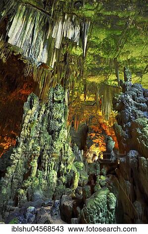Stock Image - Stalactites and stalagmites in the Cave of Castellana, Castellana Grotto, Province of Bari, Puglia, Italy, Europe. Fotosearch