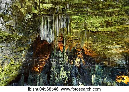 Stock Photograph - Stalactites and stalagmites in the Cave of Castellana, Castellana Grotto, Province of Bari, Puglia, Italy, Europe. Fotosearch
