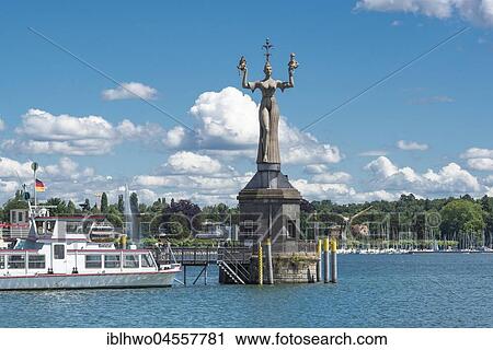 Stock Image - Statue Imperia at the harbor entrance, Lake Constance, Constance, Baden-Württemberg, Germany, Europe. Fotosearch