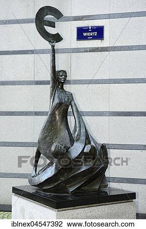 Statue of Europe with euro symbol, Rue Wiertz, European Parliament, Brussels, Belgium, Europe View Large Photo Image Stock Image - Statue of Europe with euro symbol, Rue Wiertz, European Parliament, Brussels, Belgium, Europe. Fotosearch