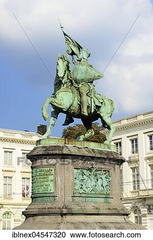 Stock Image - Statue of Godefroud de Bouillon on the Place Royale, Brussels, Belgium, Europe. Fotosearch