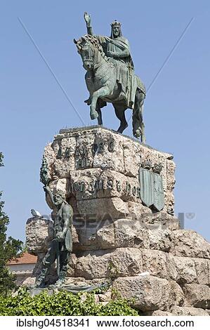 Stock Image - Statue of King Jaume I, Plaza de Espanya, Palma de Majorca, Majorca, Spain, Europe. Fotosearch