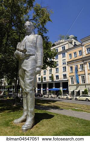 Stock Image - Statue of Montgelas, Bayerischer Hof, Promenadeplatz, Kreuzviertel, old town, Munich, Upper Bavaria, Bavaria, Germany, Europe. Fotosearch