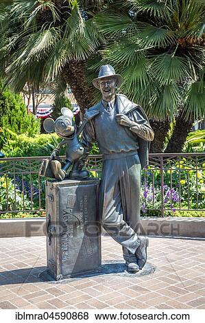 Statue Walt Disney with Mickey Mouse, in front of Disneyland Resort, Anaheim, California, USA, North America View Large Photo Image Stock Photo - Statue Walt Disney with Mickey Mouse, in front of Disneyland Resort, Anaheim, California, USA, North America. Fotosearch