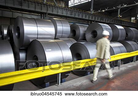 Steal coils, ThyssenKrupp ironworks, Duisburg, Ruhr area, North Rhine-Westphalia, Germany, Europe View Large Photo Image Stock Photography - Steal coils, ThyssenKrupp ironworks, Duisburg, Ruhr area, North Rhine-Westphalia, Germany, Europe. Fotosearch