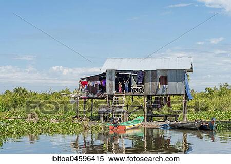 Stilt house on the waterfront, Lake Tonle Sap, Cambodia, Asia View Large Photo Image Stock Photography - Stilt house on the waterfront, Lake Tonle Sap, Cambodia, Asia. Fotosearch
