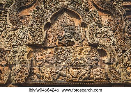 Stone relief of Mandapa, detail, Shiva and Uma on the mountain Kailash, the demon Ravana shakes at its foundations, Khmer-Hindu-Temple, Banteay Srei, Angkor Archaeological Park, province Siem Reap, Cambodia, Asia View Large Photo Image Stock Photography - Stone relief of Mandapa, detail, Shiva and Uma on the mountain Kailash, the demon Ravana shakes at its foundations, Khmer-Hindu-Temple, Banteay Srei, Angkor Archaeological Park, province Siem Reap, Cambodia, Asia. Fotosearch