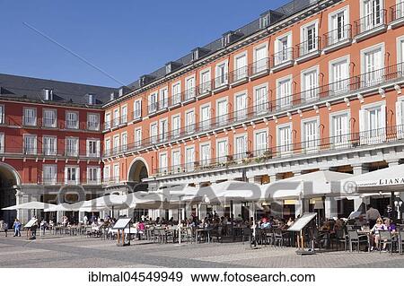 Street cafés on Plaza Mayor, Madrid, Spain, Europe View Large Photo Image Stock Photo - Street cafés on Plaza Mayor, Madrid, Spain, Europe. Fotosearch