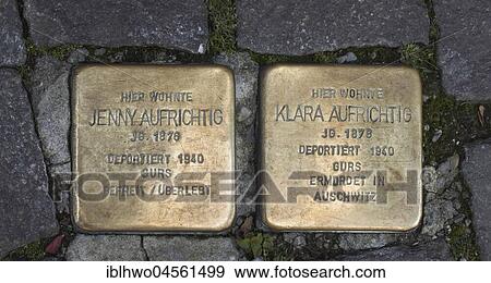 Stumbling blocks, memory of victims of National Socialism, artist Gunter Demnig, Waldshut-Tiengen, Baden-Württemberg, Germany, Europe View Large Photo Image Stock Photo - Stumbling blocks, memory of victims of National Socialism, artist Gunter Demnig, Waldshut-Tiengen, Baden-Württemberg, Germany, Europe. Fotosearch