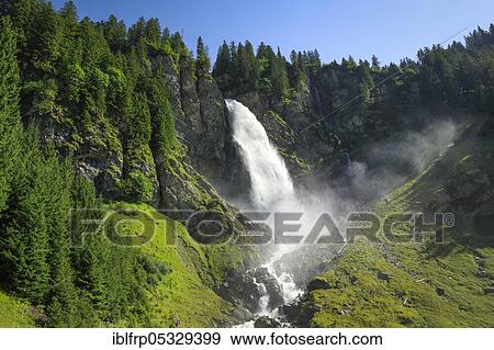 Stock Photo - Stäubifall, 100 m, Alp Äsch, Uri, Switzerland, Stäubifall, Europe. Fotosearch