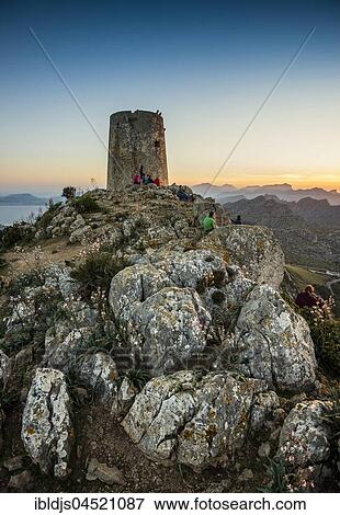 Sunset, Watchtower Talaia d'Albercutx, Cap Formentor, Port de Pollença, Serra de Tramuntana, Majorca, Balearics, Spain, Europe View Large Photo Image Stock Photo - Sunset, Watchtower Talaia d'Albercutx, Cap Formentor, Port de Pollença, Serra de Tramuntana, Majorca, Balearics, Spain, Europe. Fotosearch