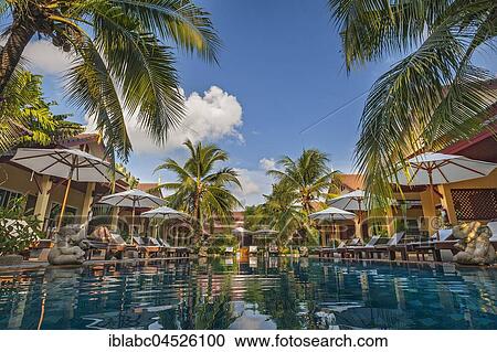 Stock Image - Swimming pool, Le Piman Resort, Phuket, Thailand, Asia. Fotosearch