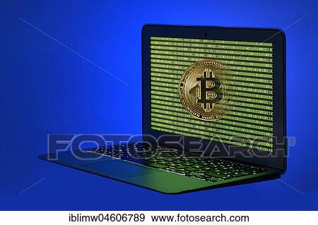 Symbol image cryptocurrency, digital currency, golden physical coin bitcoin laptop with digital binary code View Large Photo Image Stock Photo - Symbol image cryptocurrency, digital currency, golden physical coin bitcoin laptop with digital binary code. Fotosearch