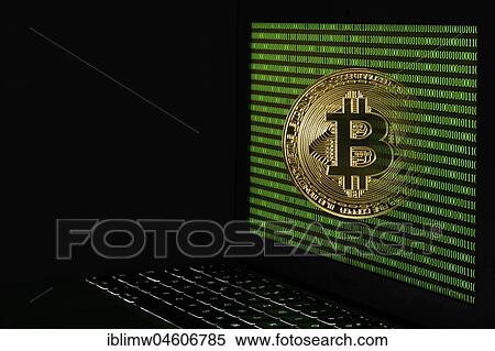 Symbol image cryptocurrency, digital currency, golden physical coin bitcoin laptop with digital binary code View Large Photo Image Stock Photography - Symbol image cryptocurrency, digital currency, golden physical coin bitcoin laptop with digital binary code. Fotosearch