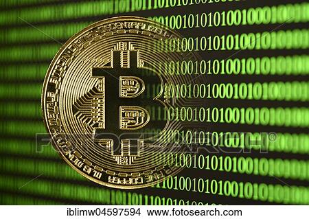 Symbol image digital currency, gold physical coin Bitcoin disappears in digital binary code View Large Photo Image Picture - Symbol image digital currency, gold physical coin Bitcoin disappears in digital binary code. Fotosearch