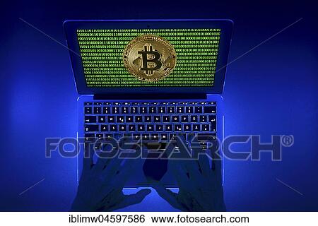 Symbol image digital currency, gold physical coin bitcoin laptop with digital binary code View Large Photo Image Stock Photograph - Symbol image digital currency, gold physical coin bitcoin laptop with digital binary code. Fotosearch