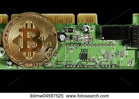 Symbol image digital currency, gold physical coin Bitcoin on printed circuit board View Large Photo Image Stock Photography - Symbol image digital currency, gold physical coin Bitcoin on printed circuit board. Fotosearch