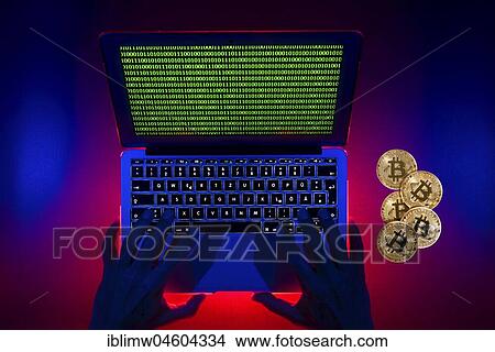 Symbol image digital currency, golden physical coin bitcoin laptop with digital binary hands View Large Photo Image Picture - Symbol image digital currency, golden physical coin bitcoin laptop with digital binary hands. Fotosearch