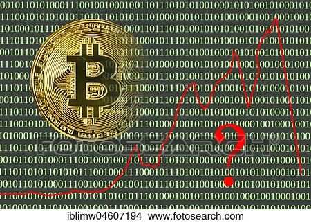 Symbolic Image Crash Digital Currency, Golden Physical Coin Bitcoin with Digital Binary Code View Large Photo Image Picture - Symbolic Image Crash Digital Currency, Golden Physical Coin Bitcoin with Digital Binary Code. Fotosearch