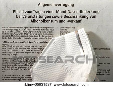 Symbolic image Infektionsschutzgesetz, FFP2 Mouth protection mask is based on a general decree on the obligation to wear a mouth-nose cover as well as restrictions on alcohol sales, Stuttgarter Zeitung, Corona crisis, Stuttgart, Baden-Württemberg,... View Large Photo Image Stock Photo - Symbolic image Infektionsschutzgesetz, FFP2 Mouth protection mask is based on a general decree on the obligation to wear a mouth-nose cover as well as restrictions on alcohol sales, Stuttgarter Zeitung, Corona crisis, Stuttgart, Baden-Württemberg,.... Fotosearch