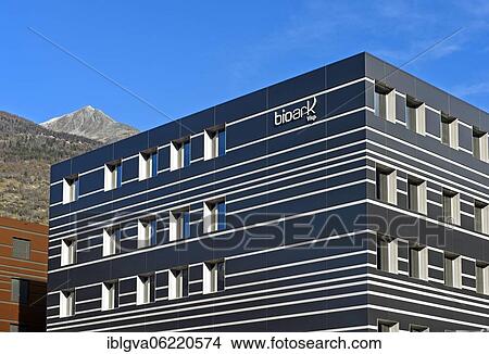 Picture - Technology Center BioArk Visp II, site of the pharmaceutical contract manufacturer Lonza Group AG and the biotech company Moderna for the research and production of corona vaccines, Visp, Valais, Switzerland, Europe. Fotosearch