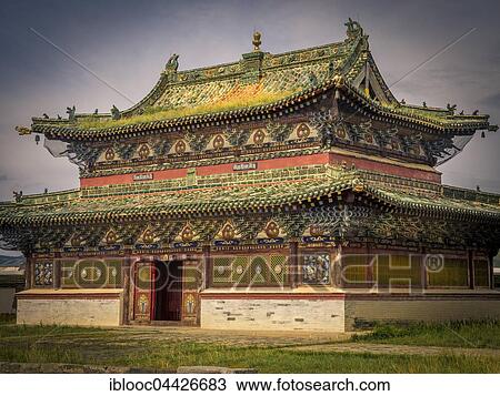 Stock Image - Temple at Erdene Zuu monastery, Karakorum, Kharkhorin, Övörkhangai Province, Mongolia, Asia. Fotosearch