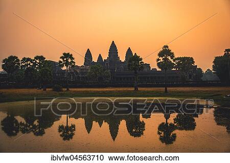 Temple complex of Angkor Wat reflected in the water basin, sunrise, Angkor Wat, Angkor Archaeological Park, Siem Reap Province, Cambodia, Asia View Large Photo Image Stock Image - Temple complex of Angkor Wat reflected in the water basin, sunrise, Angkor Wat, Angkor Archaeological Park, Siem Reap Province, Cambodia, Asia. Fotosearch