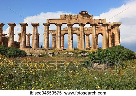 Temple E, archaeological site, Selinunte, Sicily, Italy, Europe View Large Photo Image Stock Photography - Temple E, archaeological site, Selinunte, Sicily, Italy, Europe. Fotosearch