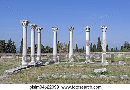 Temple of Apollo, The Asklepienon, Asclepion, Kos, Dodecanese Islands, Greece, Europe View Large Photo Image Stock Photo - Temple of Apollo, The Asklepienon, Asclepion, Kos, Dodecanese Islands, Greece, Europe. Fotosearch