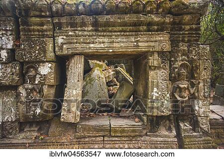 Stock Photo - Temple ruins near Ta Prohm Temple, Angkor Archaeological Park, Siem Reap Province, Cambodia, Asia. Fotosearch