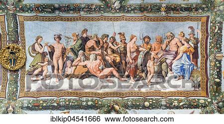 Stock Photograph - The Council of the Gods, ceiling fresco by Raphael or Raffaello Sanzio of Urbino, Villa Farnesina, Trastevere, Rome, Lazio, Italy, Europe. Fotosearch