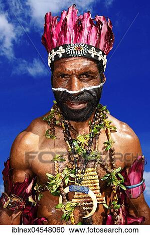 Stock Image - The highland tribes present themselves at the annual Sing Sing of Goroka, Papua New Guinea, Oceania. Fotosearch