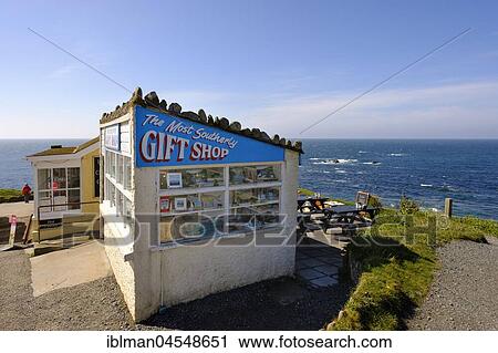 Stock Image - The Most Southerly Gift Shop, Lizard Point, Lizard Peninsula, Cornwall, England, United Kingdom, Europe. Fotosearch