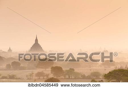 The temples of the Bagan archeological zone, Bagan, Myanmar, Asia View Large Photo Image Stock Photo - The temples of the Bagan archeological zone, Bagan, Myanmar, Asia. Fotosearch