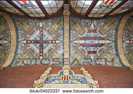 Tiled ceiling in the historic hospital complex Hospital de Sant Pau, Barcelona, Spain View Large Photo Image Stock Photo - Tiled ceiling in the historic hospital complex Hospital de Sant Pau, Barcelona, Spain. Fotosearch