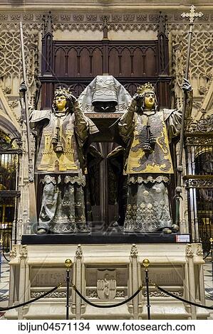 Tomb of Christopher Columbus, Cristoforo Colombo, Cristóbal Colón, Cathedral of Santa María de la Sede, UNESCO World Heritage Site, Seville, Seville, Province of Seville, Andalusia, Spain, Europe View Large Photo Image Picture - Tomb of Christopher Columbus, Cristoforo Colombo, Cristóbal Colón, Cathedral of Santa María de la Sede, UNESCO World Heritage Site, Seville, Seville, Province of Seville, Andalusia, Spain, Europe. Fotosearch