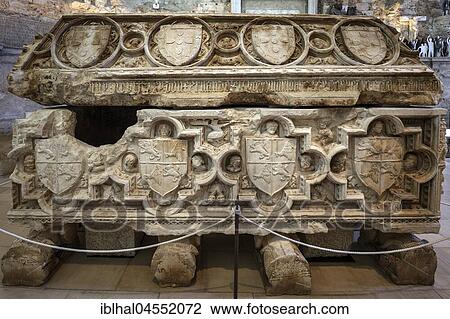 Stock Image - Tomb, sarcophagus of D. Ferdinand I, archaeological museum Carmo, Lisbon, Portugal, Europe. Fotosearch