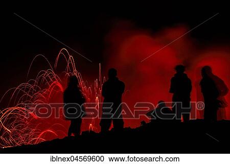 Tourists observe the eruption, volcanic eruption at night, volcano Yasur, Tanna Island, Vanuatu, South Sea, Oceania View Large Photo Image Stock Image - Tourists observe the eruption, volcanic eruption at night, volcano Yasur, Tanna Island, Vanuatu, South Sea, Oceania. Fotosearch