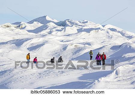 Tourists on inland ice near Kangerlussuaq, Greenland, Denmark, North America View Large Photo Image Stock Image - Tourists on inland ice near Kangerlussuaq, Greenland, Denmark, North America. Fotosearch