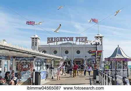 Stock Photo - Tourists on the Brighton Palace Pier, Brighton, East Sussex, England, Great Britain, United Kingdom, Europe. Fotosearch