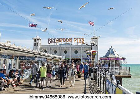 Stock Photograph - Tourists on the Brighton Palace Pier, Brighton, East Sussex, England, Great Britain, United Kingdom, Europe. Fotosearch