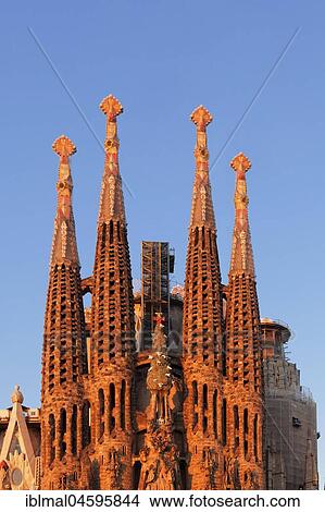 Towers, Sagrada Familia church, architect Antonio Gaudi, Barcelona, Catalonia, Spain, Europe View Large Photo Image Picture - Towers, Sagrada Familia church, architect Antonio Gaudi, Barcelona, Catalonia, Spain, Europe. Fotosearch