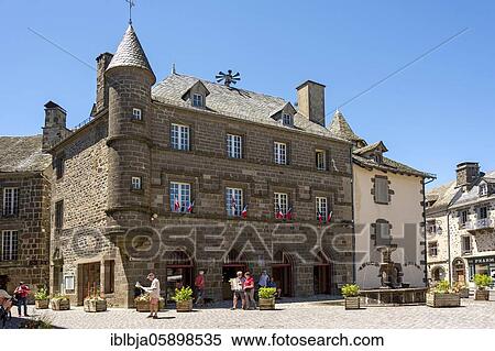 Town hall and tourist office on square Tyssandier d' Escous, les plus beaux villages de France, Salers, Cantal, Auvergne Rhone Alpes, France, Europe View Large Photo Image Stock Photography - Town hall and tourist office on square Tyssandier d' Escous, les plus beaux villages de France, Salers, Cantal, Auvergne Rhone Alpes, France, Europe. Fotosearch