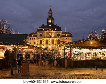 Town Hall, Christmas Market, market square, Lüneburg, Lower Saxony, Germany, Europe View Large Photo Image Stock Photography - Town Hall, Christmas Market, market square, Lüneburg, Lower Saxony, Germany, Europe. Fotosearch